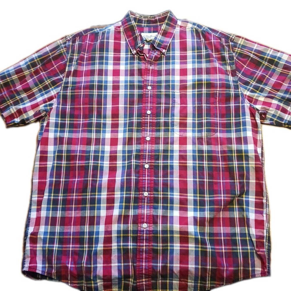 Eddie Bauer Mens XL Multicolor Plaid Cotton Short Sleeve Shirt